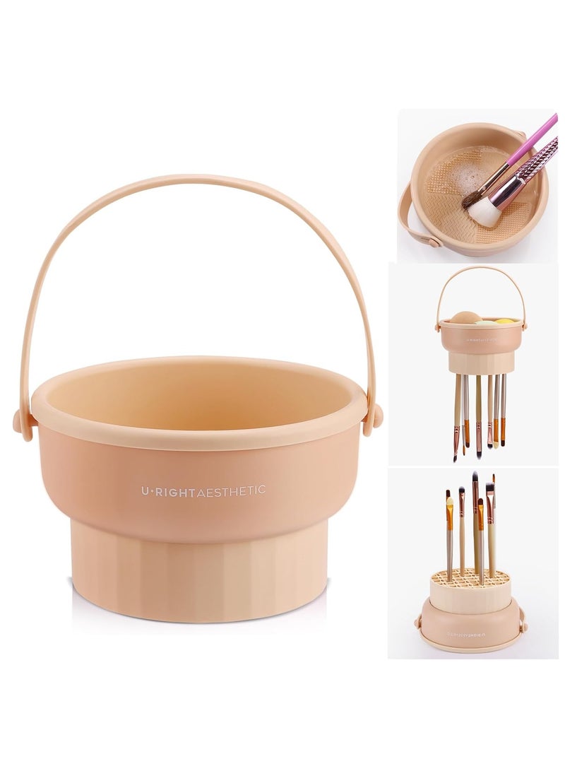 Goolsky Makeup Brush Cleaner Mat 3 in 1 Silicone Makeup Brush Cleaner Bowl Cosmetic Brushes Cleaning Tool Organizer for Storage and Air Dry - Image 5