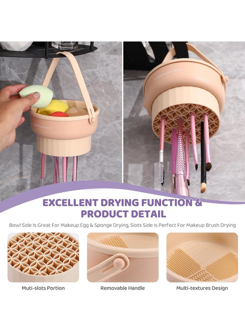 Goolsky Makeup Brush Cleaner Mat 3 in 1 Silicone Makeup Brush Cleaner Bowl Cosmetic Brushes Cleaning Tool Organizer for Storage and Air Dry - Image 4