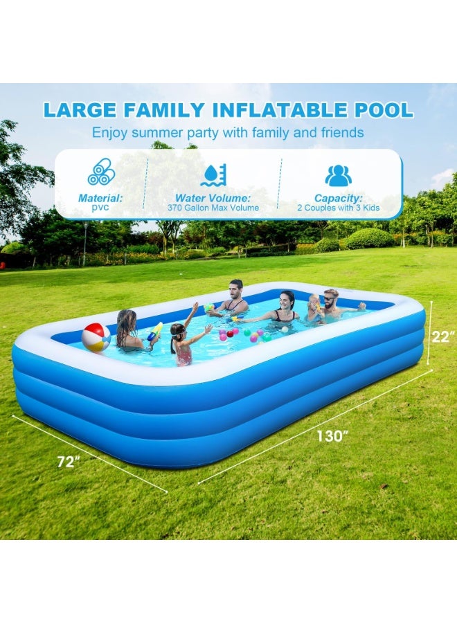 AraHome Large Inflatable Pool with Pump,Blow Up Pools for Adults and Childrens, Full-Sized Family Swimming Pool, Summer Water Party, Outdoor, Garden Backyard(150 x 100 x 50 cm) - Image 2
