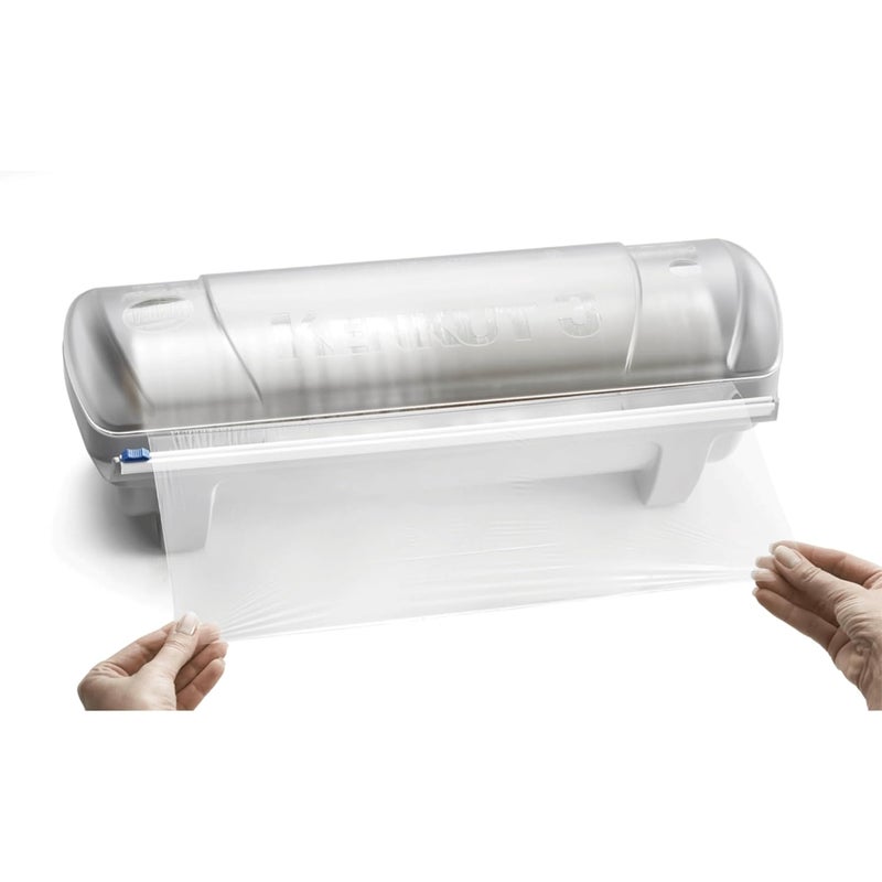 Tablecraft Film Wrapper Film Dispenser, Kenkut Single Roll of Plastic Food Cling Wrap and Aluminum Foil Holder, Slide Cutter, Heavy Duty Foodservice Restaurant Kitchen,White - Image 1