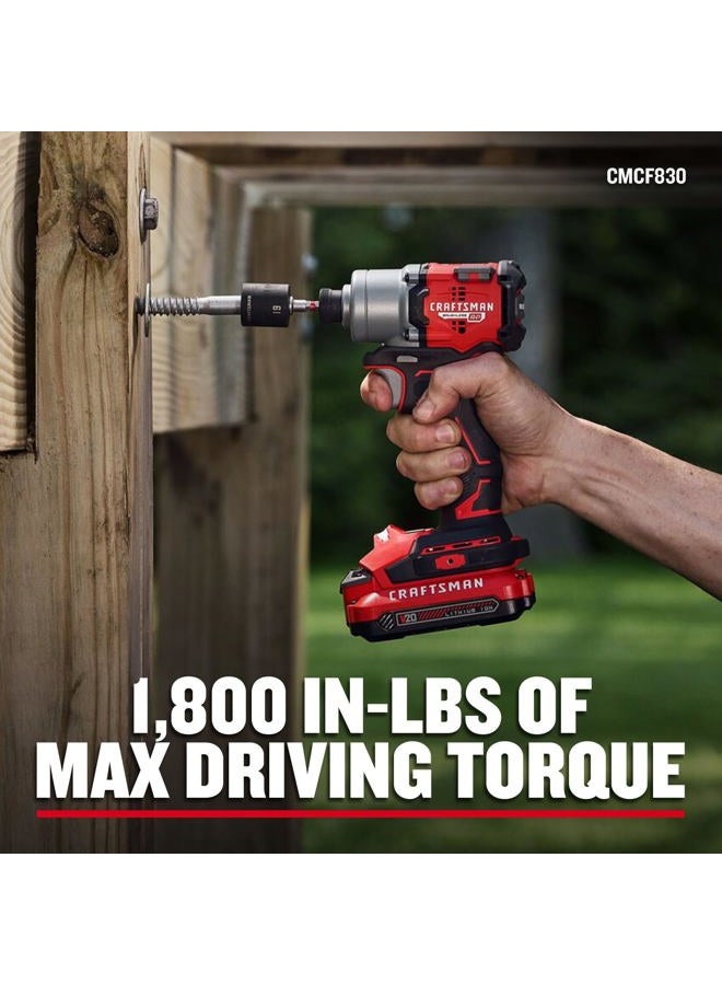 CRAFTSMAN V20 Brushless RP 1/2 inch Drill/Driver with 2 speed gear box, 1/4 inch Impact Driver, 2 Batteries and Charger Included (CMCK2530C2) - Image 4