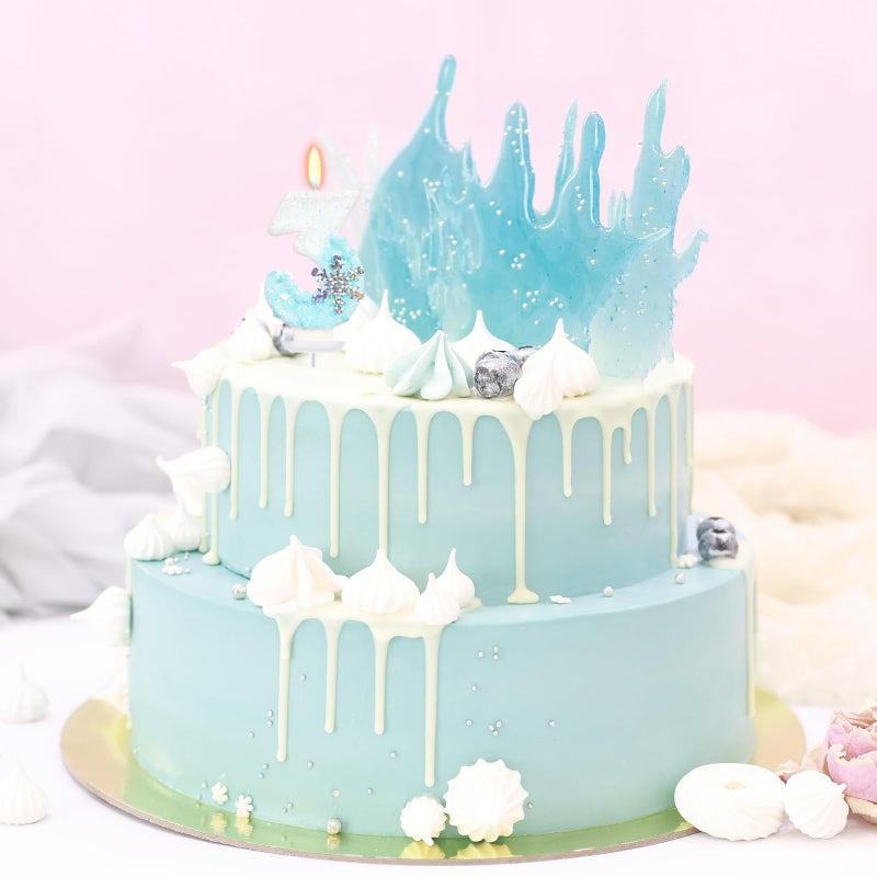 ElekFX Sky Blue Frozen Themed Birthday Candles, Birthday Candles for Party Supplies, 2.76 inch Number 3 Candle Cake Topper Decoration (Number 3) - Image 3