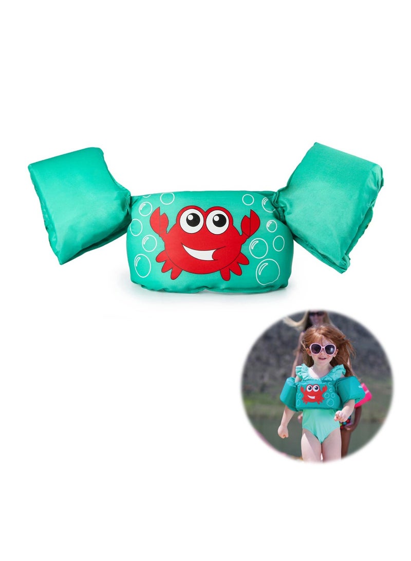 SYOSI Childrens Swim Vests, Swimming Arm bands Float Vest Aids for Kids, Swim Training Jacket, Arm Bands Kids Toddler for Girls and Boys 2-7 Year Old to Swim Green - Image 1