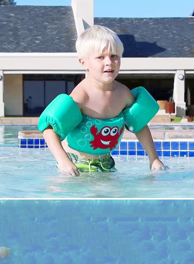 SYOSI Childrens Swim Vests, Swimming Arm bands Float Vest Aids for Kids, Swim Training Jacket, Arm Bands Kids Toddler for Girls and Boys 2-7 Year Old to Swim Green - Image 2