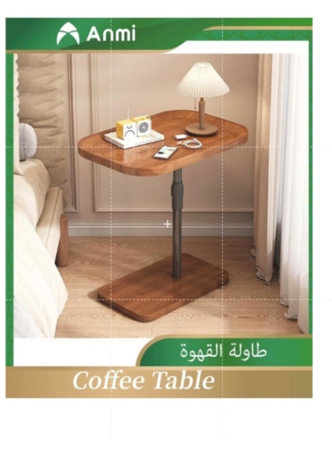 Anmi Modern Liftable C-Shaped Wooden Coffee Table with Metal Frame – Adjustable Height for Bedroom, Office & Sofa Bed (Space-Saving Design)