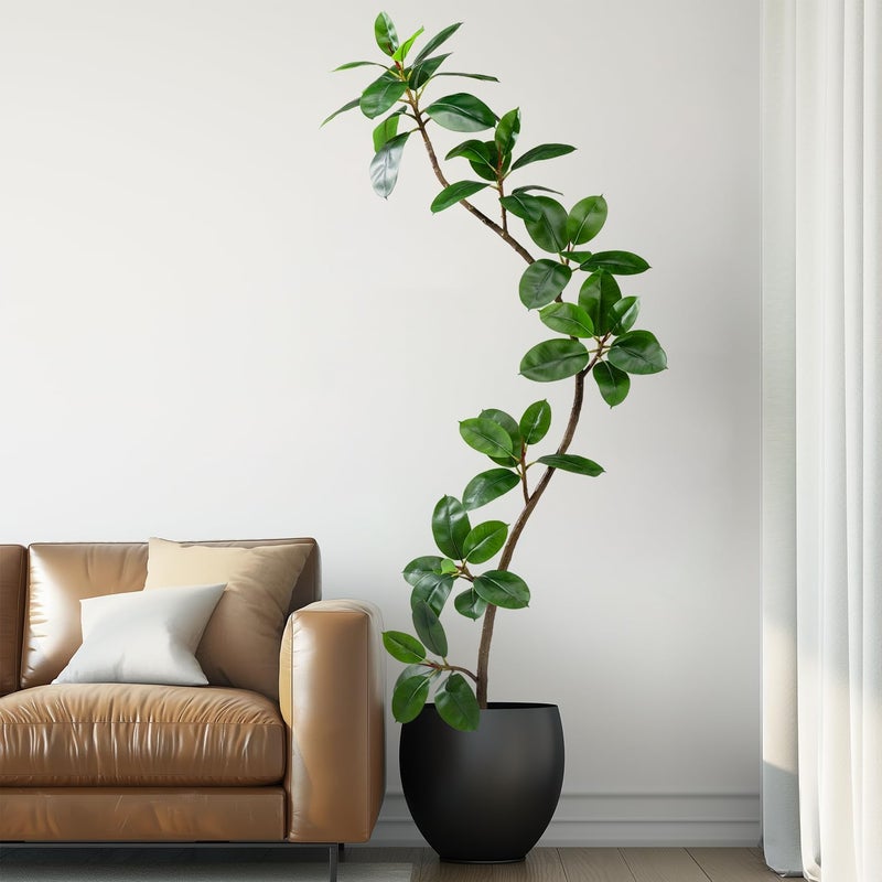 Bailikang 7.2ft Artificial Rubber Tree Faux Plants Indoor Faux Floor Artificial Trees Indoor,Fake Plant Fake Tropical Plants,Large Floor,Real Touch Rubber Tree for Home Decor - Image 1