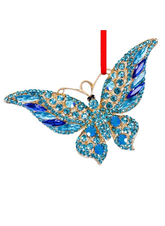 FaCraft Butterfly Christmas Ornaments 2022 Blue Butterfly Ornaments for Christmas Tree Decorations Metal Butterfly Decorations Butterfly Hanging Ornaments Gifts for Sisters Girls Mom Women - Image 1