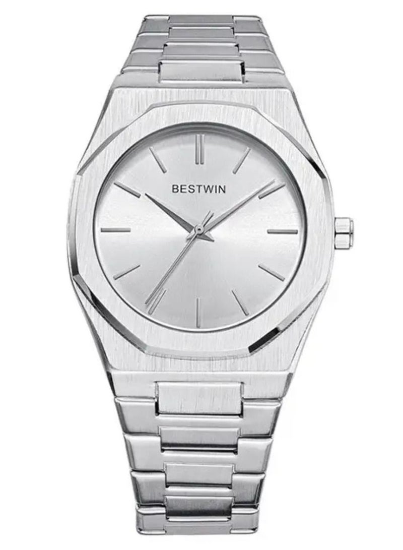 Bestwin Slim Watch for Men Limited Edition by Bestwin Silver Band with Silver Dial - Image 1