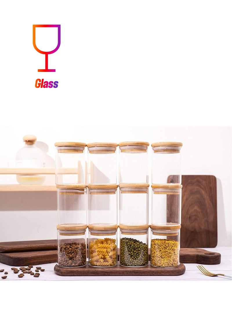 RollsTimi  12-Piece Food Storage Glass Jars with Bamboo Airtight Lids Clear 150ml - Image 1