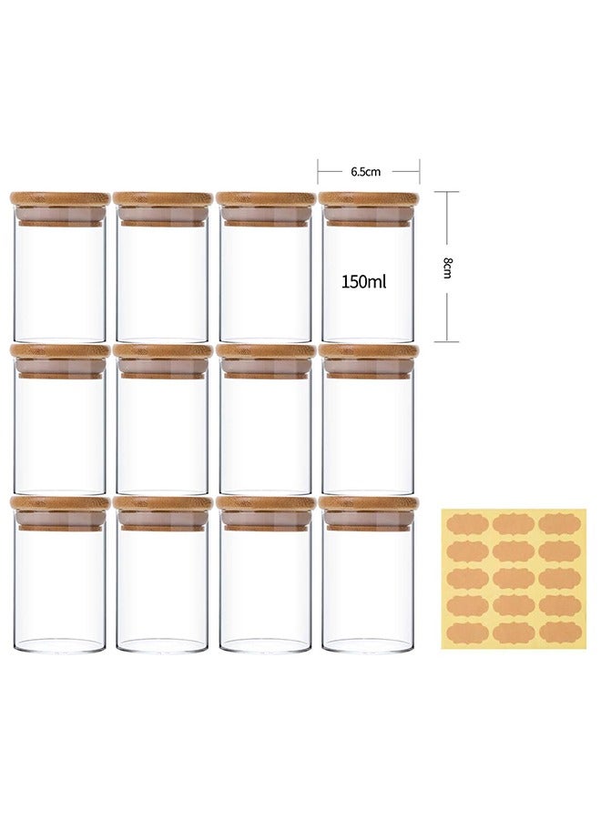 RollsTimi  12-Piece Food Storage Glass Jars with Bamboo Airtight Lids Clear 150ml - Image 3