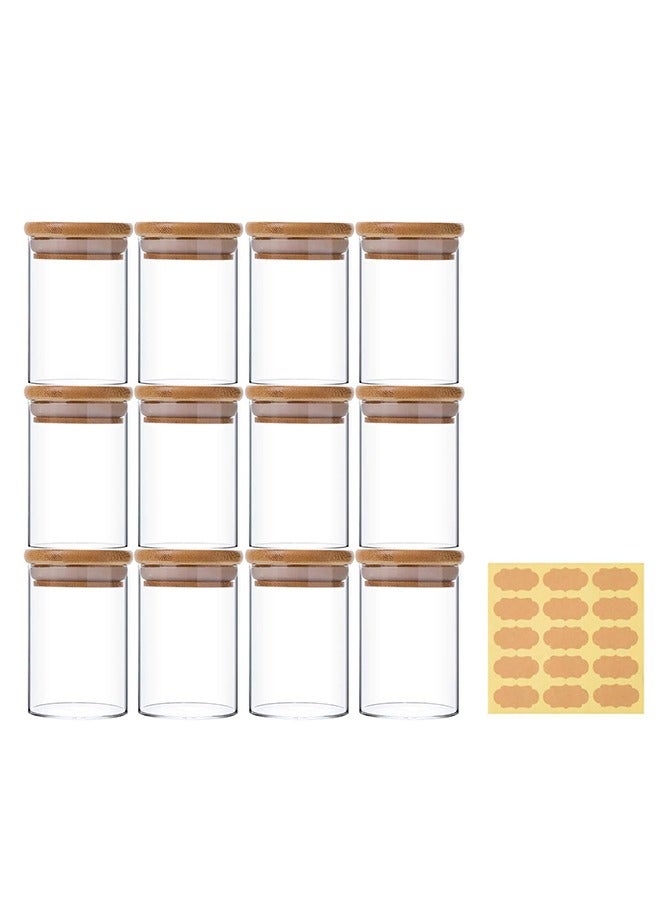 RollsTimi  12-Piece Food Storage Glass Jars with Bamboo Airtight Lids Clear 150ml - Image 2