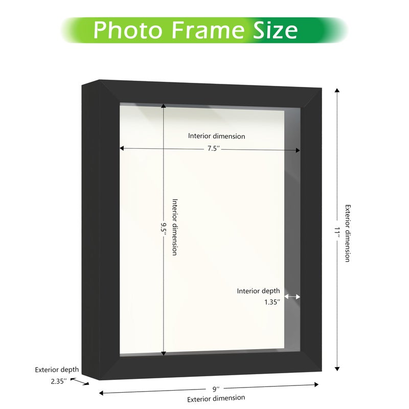 FrameWorks 8â€ x 10â€ Black Wooden Shadow Box Frame â€“ Display Case with Soft Felt Back, Memory Box with Tempered Glass, Display Box with Elegant White Ball Push Pins, Wooden Flower Box - Image 2