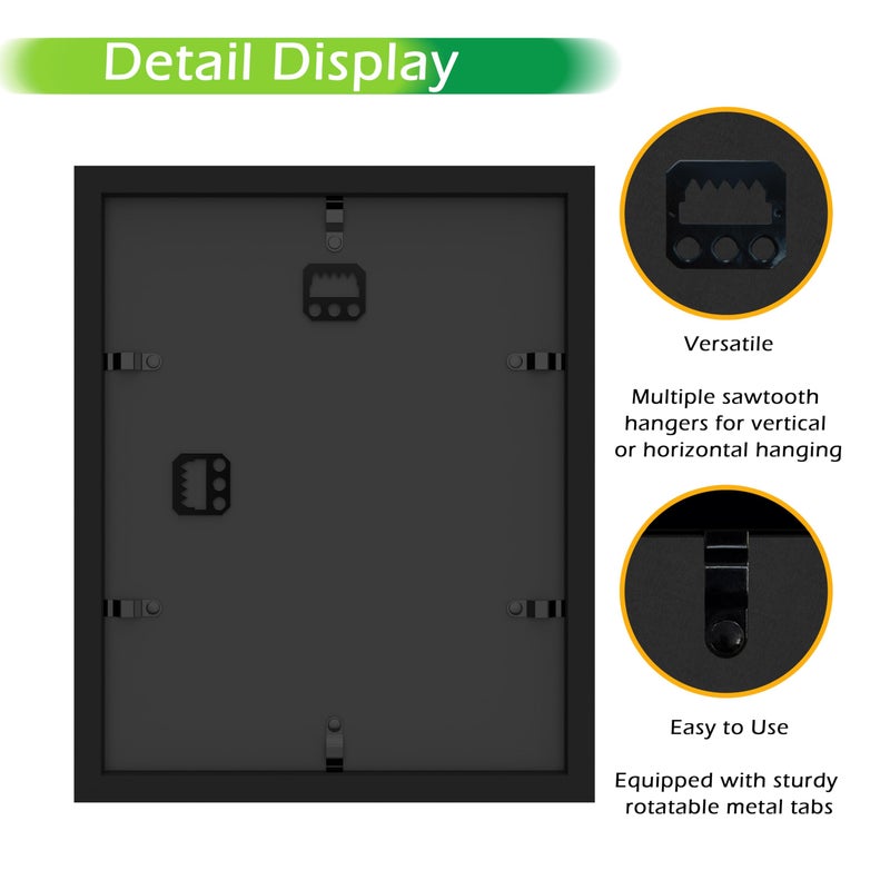 FrameWorks 8â€ x 10â€ Black Wooden Shadow Box Frame â€“ Display Case with Soft Felt Back, Memory Box with Tempered Glass, Display Box with Elegant White Ball Push Pins, Wooden Flower Box - Image 4