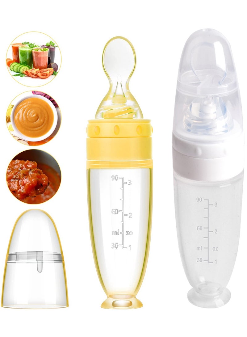 ULHYC Silicone Baby Feeding Spoons 2 Pieces with Standing Base for Infant 0-24 Months Toddler Feeding and Dispensing Daily Use - Image 1