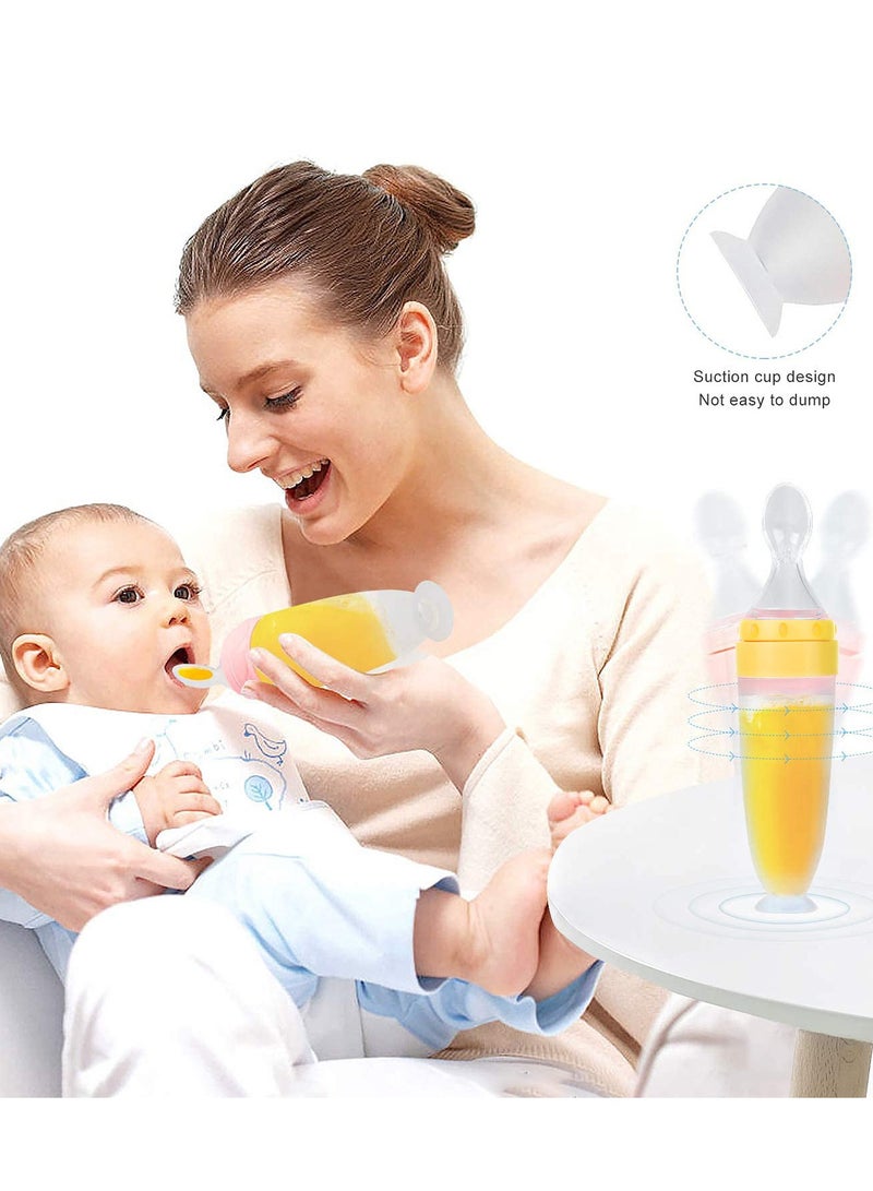 ULHYC Silicone Baby Feeding Spoons 2 Pieces with Standing Base for Infant 0-24 Months Toddler Feeding and Dispensing Daily Use - Image 3