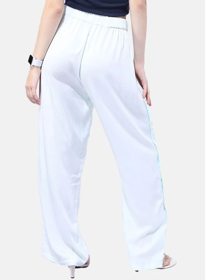 Freehand Freehand Women White Wide Leg Pants with Side Button