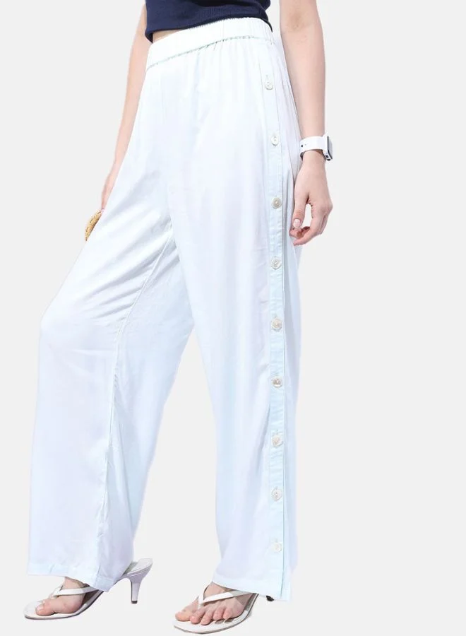 Freehand Freehand Women White Wide Leg Pants with Side Button
