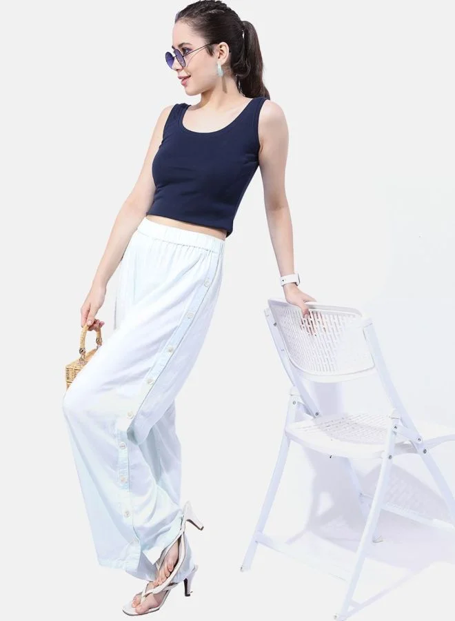 Freehand Freehand Women White Wide Leg Pants with Side Button