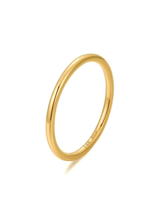 NOKMIT 1mm/1.5mm 14K Gold Plated Rings Stacking Rings for Women Girls Stackable Thin Gold Ring Plain Statement Band Comfort Fit Size 5 to 10, 6, Metal, No Gemstone, - Image 1