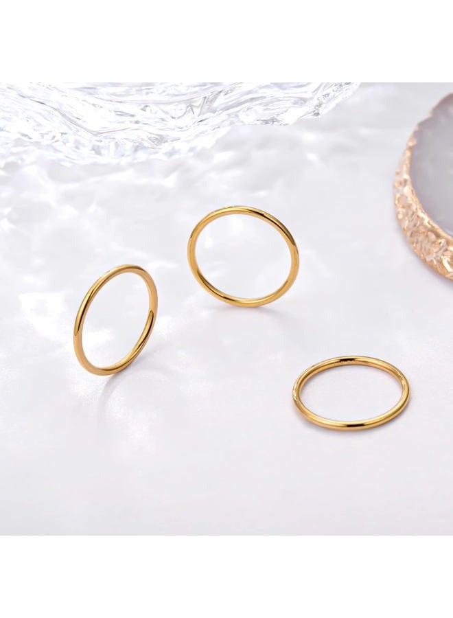 NOKMIT 1mm/1.5mm 14K Gold Plated Rings Stacking Rings for Women Girls Stackable Thin Gold Ring Plain Statement Band Comfort Fit Size 5 to 10, 6, Metal, No Gemstone, - Image 5