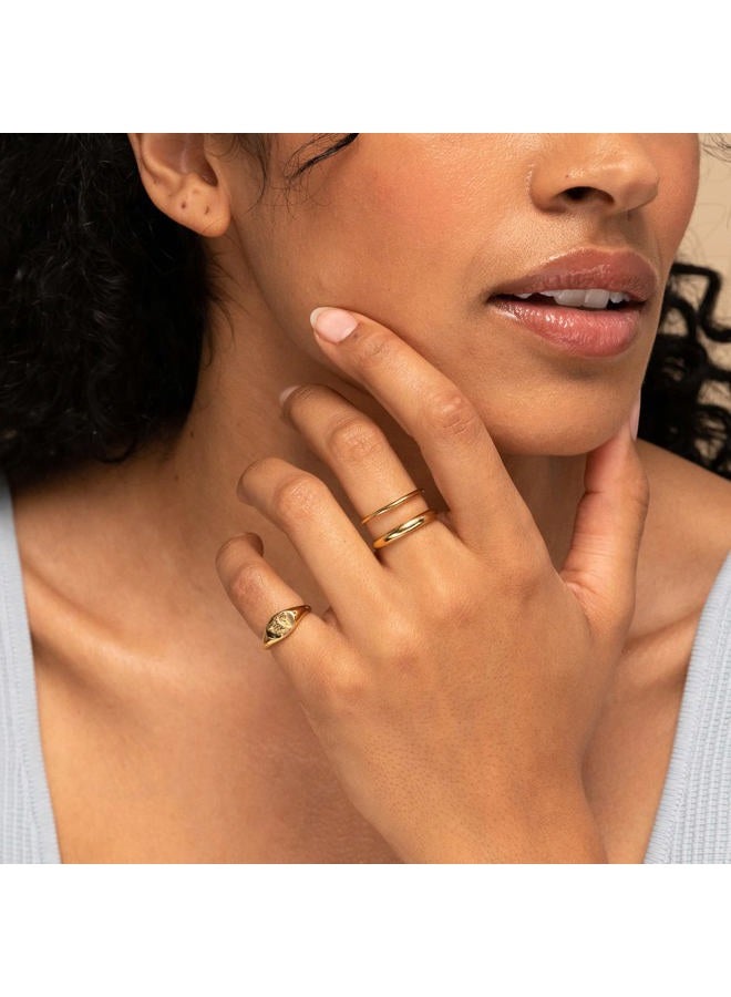 NOKMIT 1mm/1.5mm 14K Gold Plated Rings Stacking Rings for Women Girls Stackable Thin Gold Ring Plain Statement Band Comfort Fit Size 5 to 10, 6, Metal, No Gemstone, - Image 4
