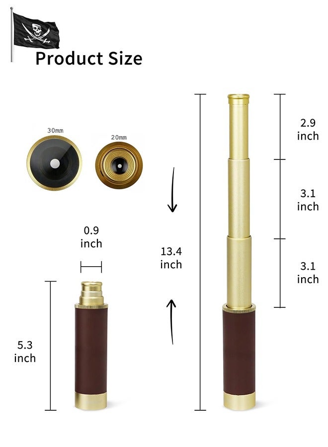 Generic Retro Pirate Telescope Zoomable 25x30 Pocket Monocular Portable Collapsible- 4 Lens Captain Jack's Spyglass Handheld Telescope Vintage Telescope for Kids  - Image 5