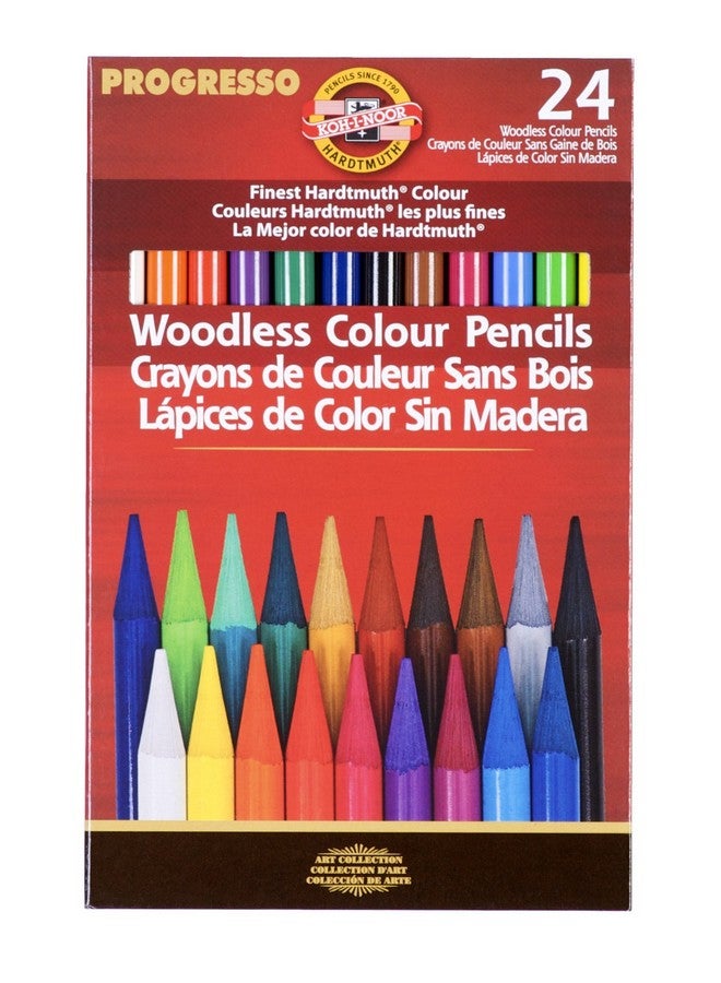 كوه-آي-نور مجموعة أقلام الرصاص الملونة من Progresso Woodless، 24 قلمًا، مجموعة متنوعة من أقلام الرصاص الملونة (Fa8758.24) - Image 1