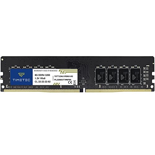 Timetec 8GB DDR4 3200MHz PC43200AA PC425600 UDIMM Desktop RAM 288Pin 12V CL22 NonECC Unbuffered DIMM Memory Module Upgrade - Image 1