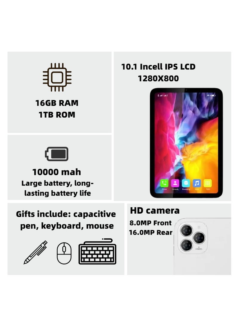 CCIT CCITT Tab 14 Plus Android 13 Tablet, 10.1" FHD Display, 16-Core Processor, 5G Dual SIM, 8+16MP Camera, 10,000mAh Battery, 1TB TF Expandable, w/ Keyboard, Mouse, Stylus, Case  - Image 2