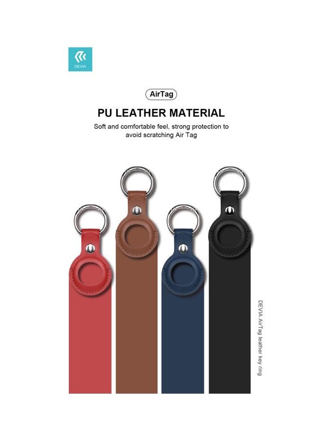 devia - Devia Leather Secure Holder with Key Ring for AirTag – Red - Image 1