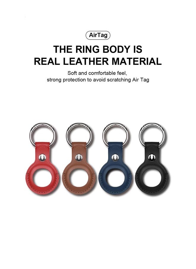 devia - Devia Leather Secure Holder with Key Ring for AirTag – Red - Image 1