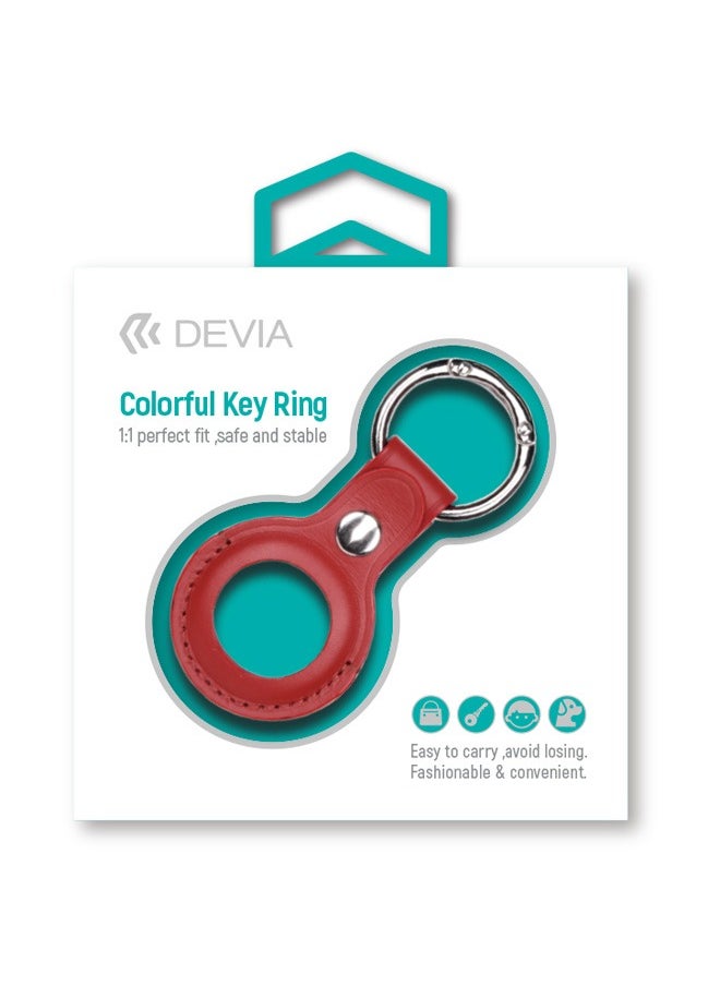 devia - Devia Leather Secure Holder with Key Ring for AirTag – Red - Image 1