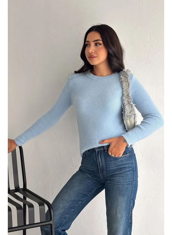 نوا نوا سترة صوفية محبوكة للنساء بلفّة ضيّقة وأكمام طويلة - حافة ناعمة.