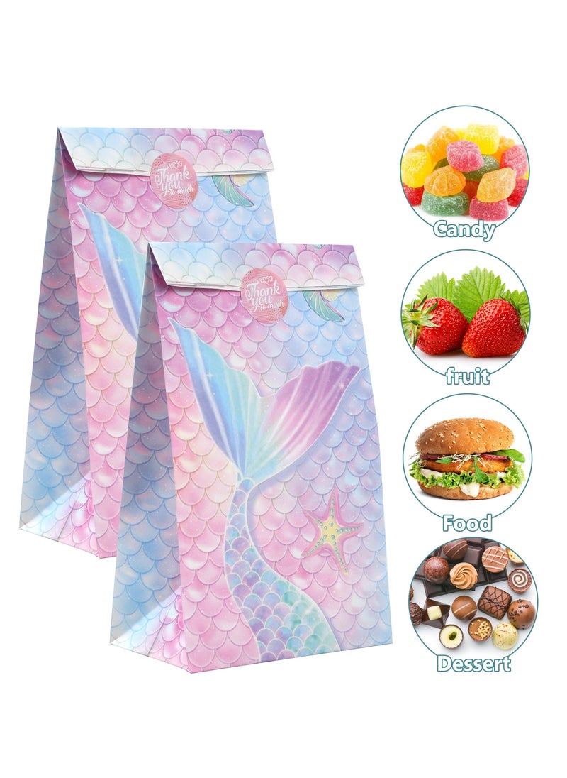 Generic Party Gift Bags, 12-Pack Children's Mermaid Favor Bags with Sealing Stickers, 13 x 8 x 21cm, Ideal for Birthday Parties and Treats  - Image 3