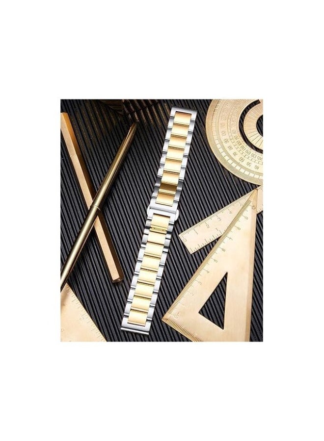 Stylish 22mm stainless steel metal band compatible with Huawei Watch GT2/GT2 PRO/GT Runner/GT3/GT3 Pro/GT4/GT4 Pro/GT1 (46mm) - gold and silver - Image 4