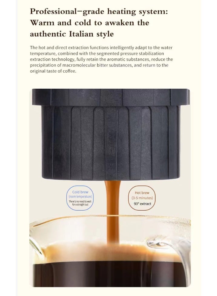 MULLINER Portable 2-in-1 Coffee Maker | 20 Bar Espresso Machine | Works with Ground Coffee & Nespresso Capsules | USB Type-C, Quick Heating, 76°C Brewing - Image 2