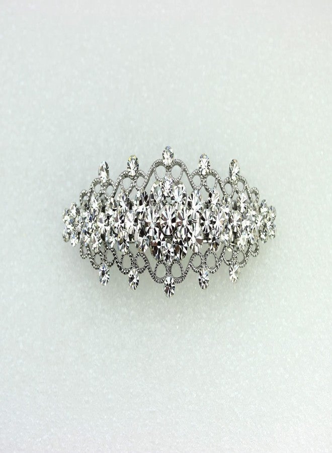 Faship Gorgeous Clear Rhinestone Crystal Floral Hair Barrette Bridal Wedding Party - Image 2