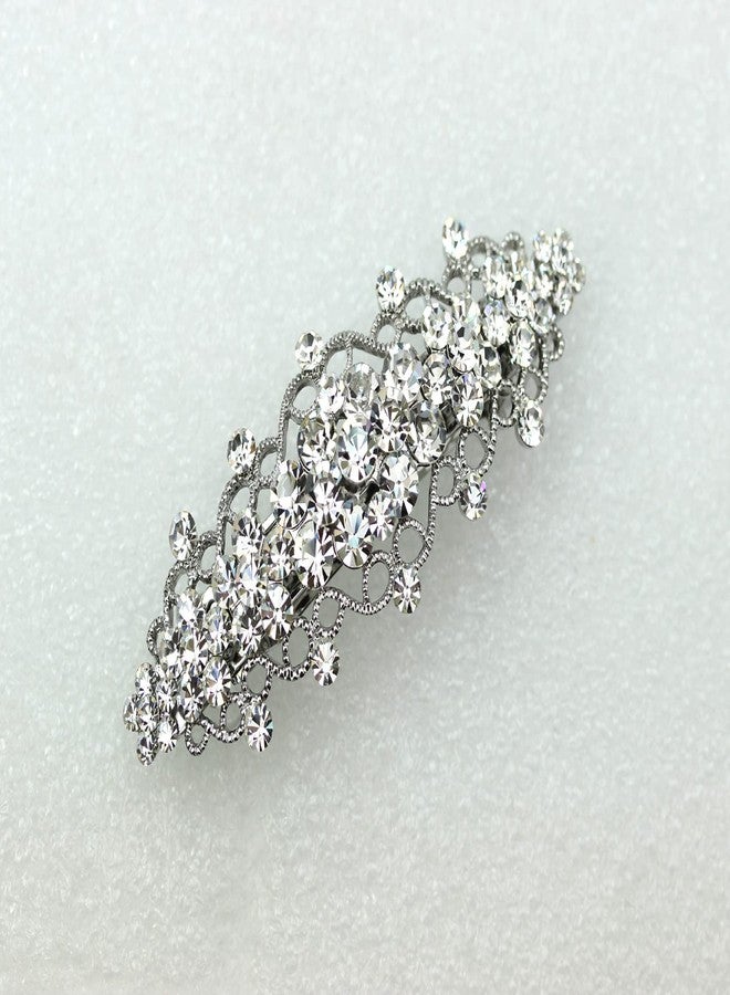 Faship Gorgeous Clear Rhinestone Crystal Floral Hair Barrette Bridal Wedding Party - Image 3