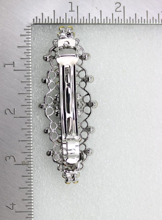Faship Gorgeous Clear Rhinestone Crystal Floral Hair Barrette Bridal Wedding Party - Image 4