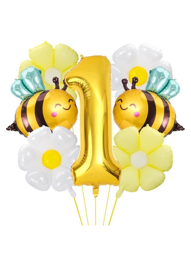 RANERVZ Happy 1st Bee Day Balloons Bumble Bee First Birthday Decorations (Yellow) - Image 1