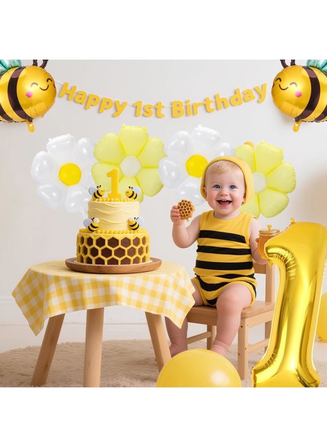 RANERVZ Happy 1st Bee Day Balloons Bumble Bee First Birthday Decorations (Yellow) - Image 5