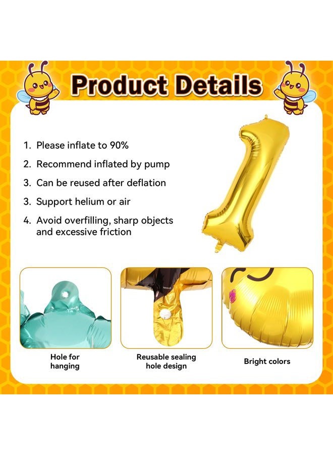 RANERVZ Happy 1st Bee Day Balloons Bumble Bee First Birthday Decorations (Yellow) - Image 3