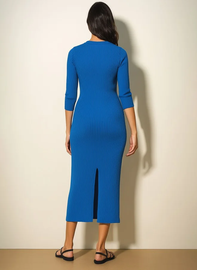 ساسافراس Blue Bodycon Midi Dress for Women
