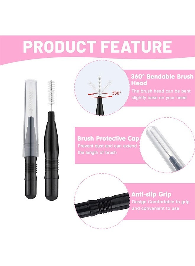 10 PCS Micro Eyebrow Brush with Cap, Disposable Eyelash Brushes Brow Lamination Brushes 360°Bendable Mascara Brush Mascara Wand for Lash Extension Tooth Cleaning - Image 2