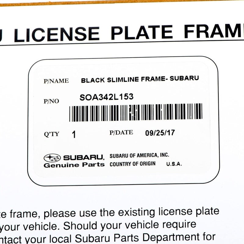 Subaru Logo Slim Line Black License Plate Frame SOA342L153 for Outback, Legacy, WRX, STi, Impreza, Forester, Tribeca, Crosstrek, BRZ, Ascent, Solterra - Image 5