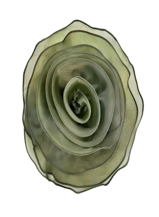 Dtja 10inch Extra Large Flower Brooch Pin for Women Fashion Dainty Organza Satin Fabric Big Camellia Brooches Lapel Pins Wedding Dance Party Dress Accessories Exaggerated Jewelry Gift (Green) - Image 1