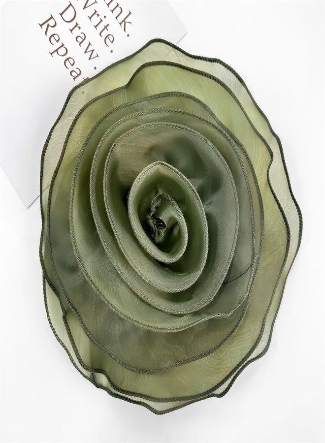Dtja 10inch Extra Large Flower Brooch Pin for Women Fashion Dainty Organza Satin Fabric Big Camellia Brooches Lapel Pins Wedding Dance Party Dress Accessories Exaggerated Jewelry Gift (Green) - Image 5