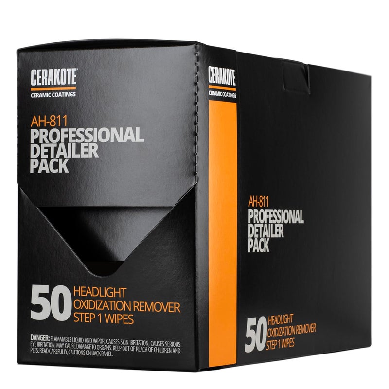 CERAKOTE Ceramic Headlight Restoration Professional Detailer Pack 50 Step 1 Oxidation Removing Wipes  Easily Remove Oxidation from Old and Faded Headlights