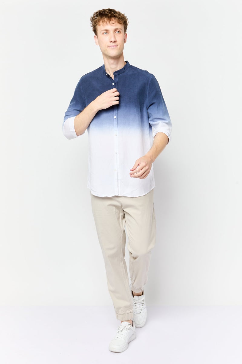 SELECTED Men Regular Fit Ombre 3/4 Sleeves Casual Shirt, Multicolor  - Image 2