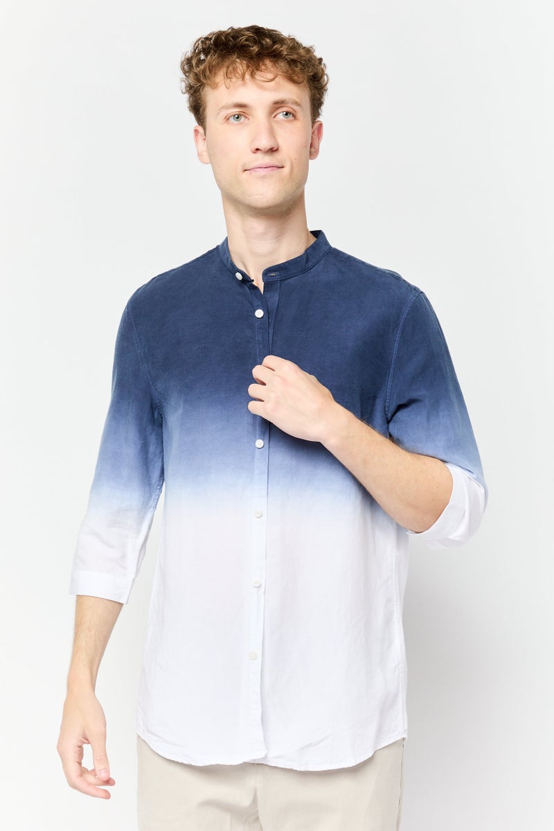 SELECTED Men Regular Fit Ombre 3/4 Sleeves Casual Shirt, Multicolor  - Image 1
